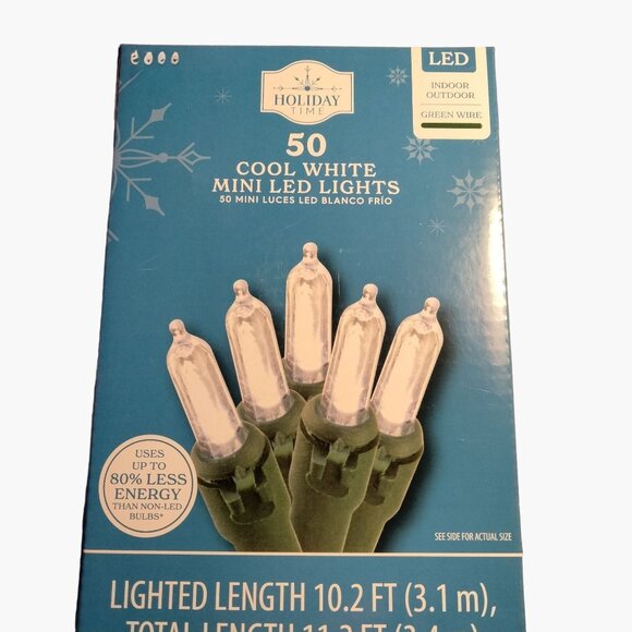 LED Mini Light Set  Cool White  11.2 Ft  50 Count  by Holiday Time - Picture 1 of 9